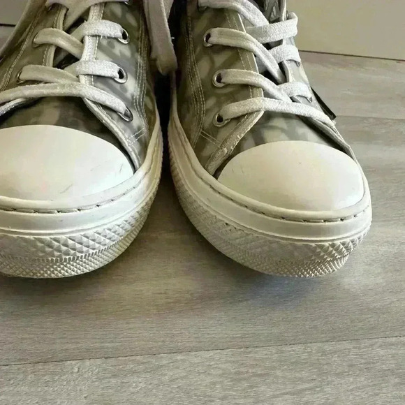 Christian Dior High Top Sneakers Oblique Canvas 40 White/gray - Picture 4 of 16